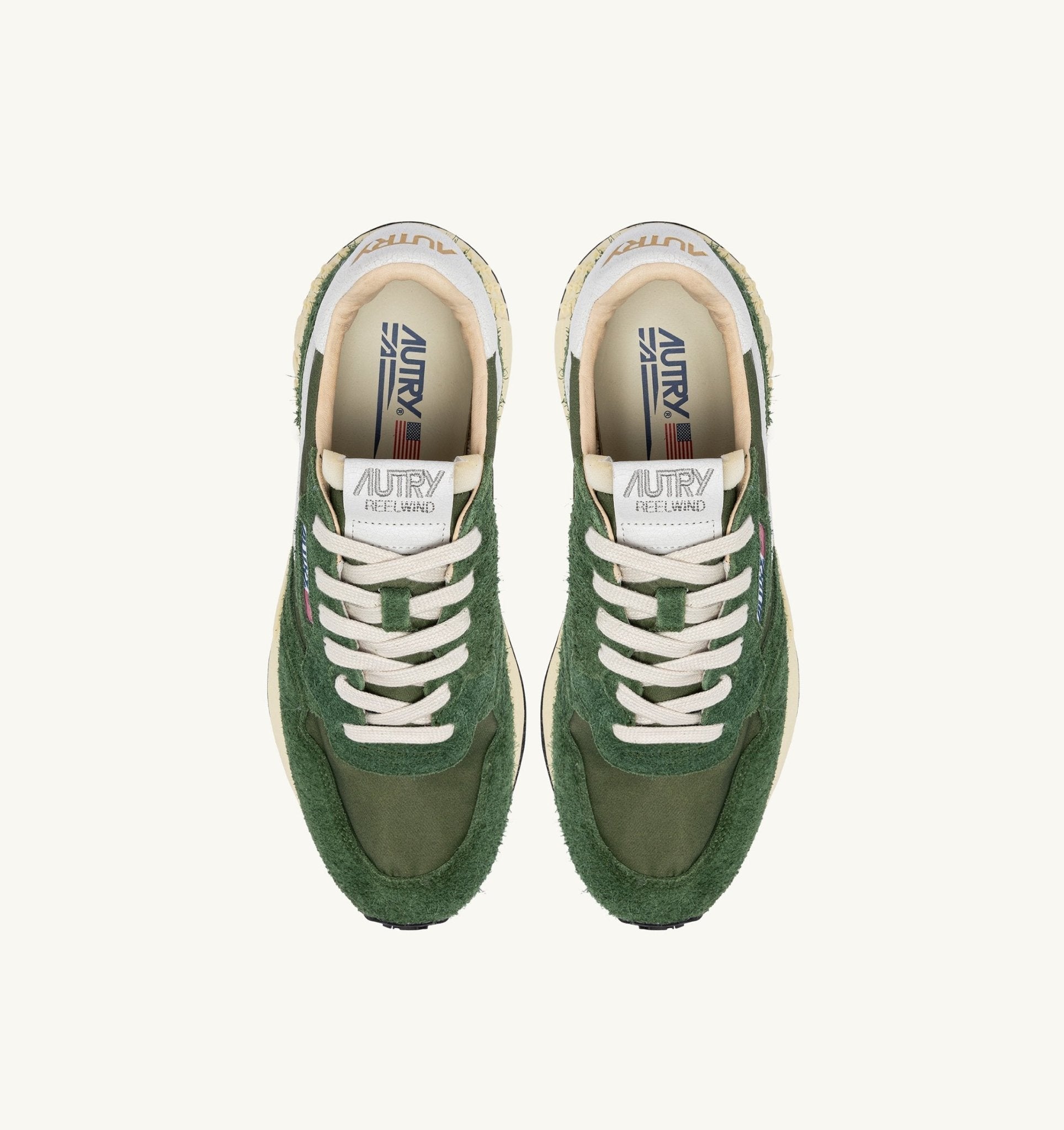 AUTRY - REELWIND LOW SNEAKERS IN MILITARY GREEN NYLON AND SUEDE