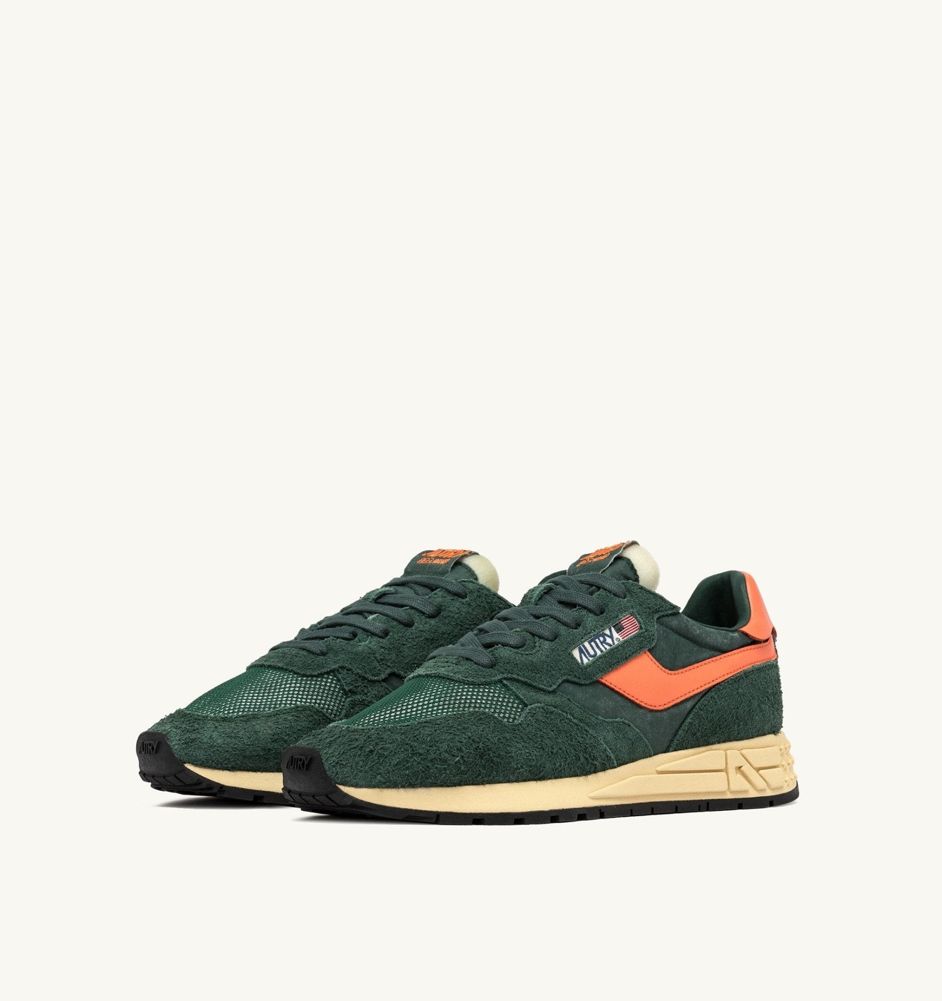 AUTRY - REELWIND LOW SNEAKERS IN NYLON AND SUEDE green and orange