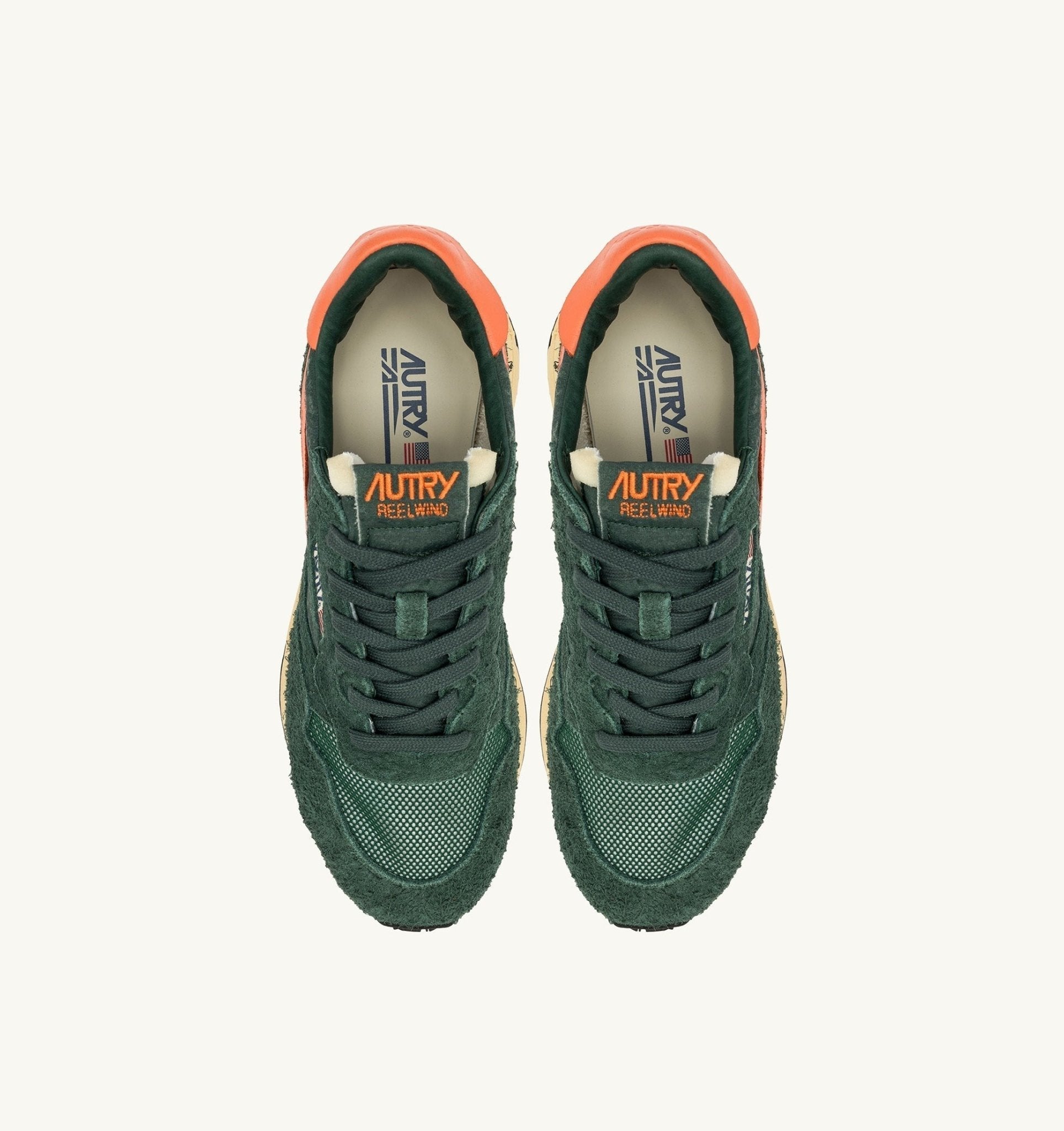 AUTRY - REELWIND LOW SNEAKERS IN NYLON AND SUEDE green and orange